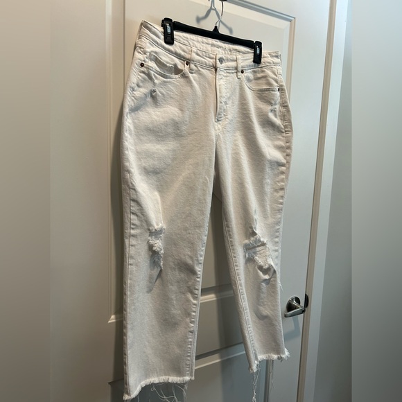 Old Navy High Rise OG Straight Secret Smooth Pockets White Distressed Size 14 - Picture 2 of 7